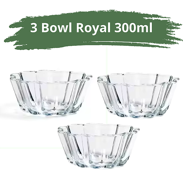 Conjunto De Sobremesa Bowl Royal 300ml Com 3 Peças ZP04849 Zappe