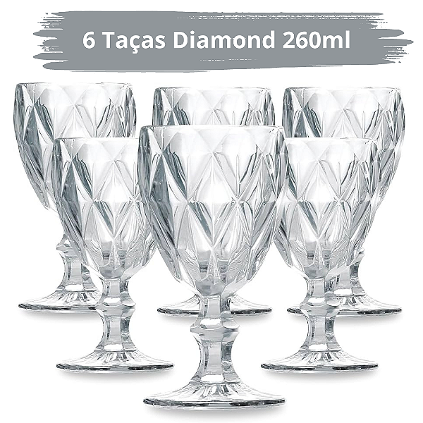 Conjunto De Taça Diamond Clear 260ml  JX-08DLX Zappe
