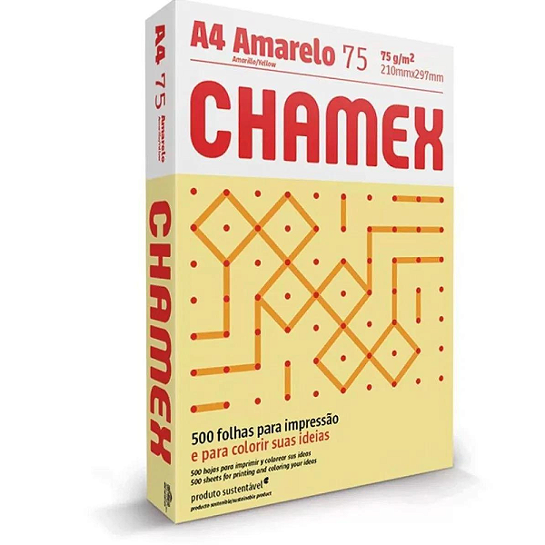 Papel Sulfite A4 Amarelo 500 Folhas Chamex