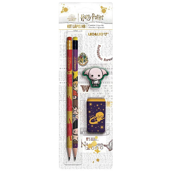 Kit Lápis Hb Apontador E Borracha Harry Potter 71625 Leonora
