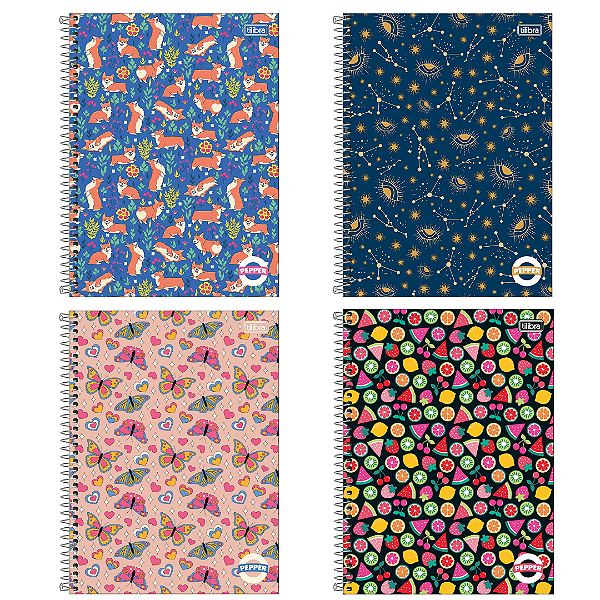 Caderno Espiral Capa Dura Pepper Feminino 320 Folhas Tilibra