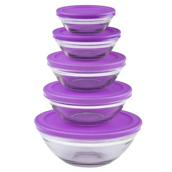 Conjunto De Pote De Vidro Com Tampa De Plastico Com 5 Peças 0481 Praticasa