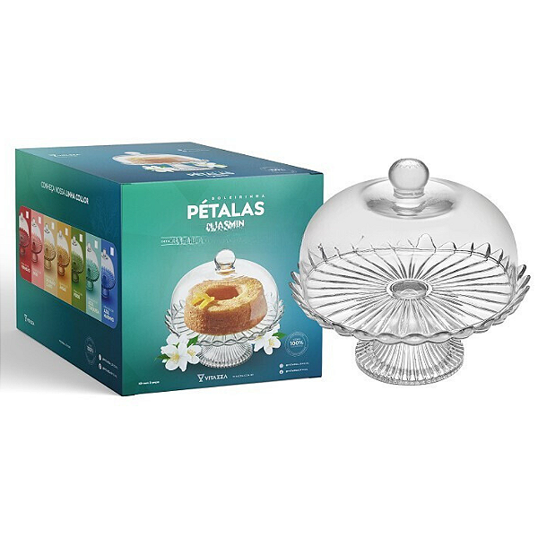 Boleira De Vidro Com Pé E Tampa Petalas De Jasmin 1730 Vitazza