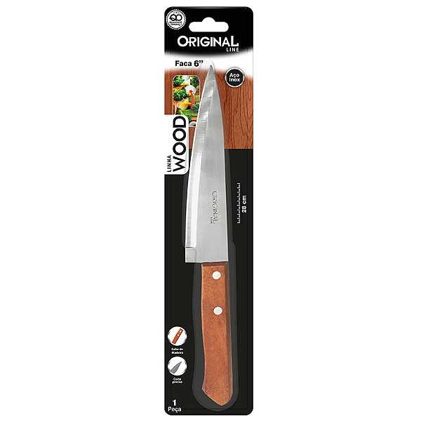 Faca De Carne E Peixe Inox 6" Cabo De Madeira Wood SL0452 Original