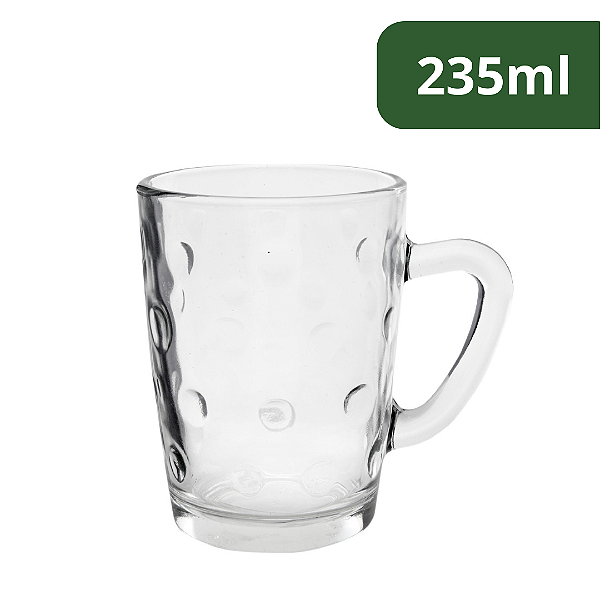 Caneca De Vidro Prisma 235ml VDA09039 Rio De Ouro