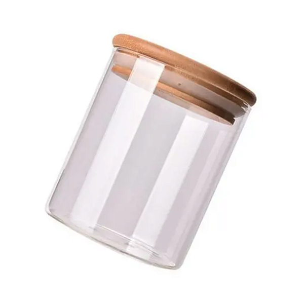 Pote De Vidro Com Tampa Hermetica De Madeira 950ml GF5086 Freecom