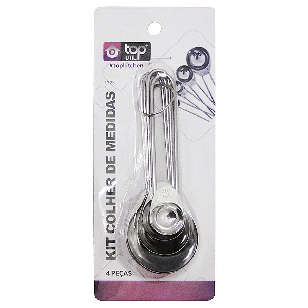 Conjunto De Colher Medidora Inox Com 4 Peças CONF450 Top Util