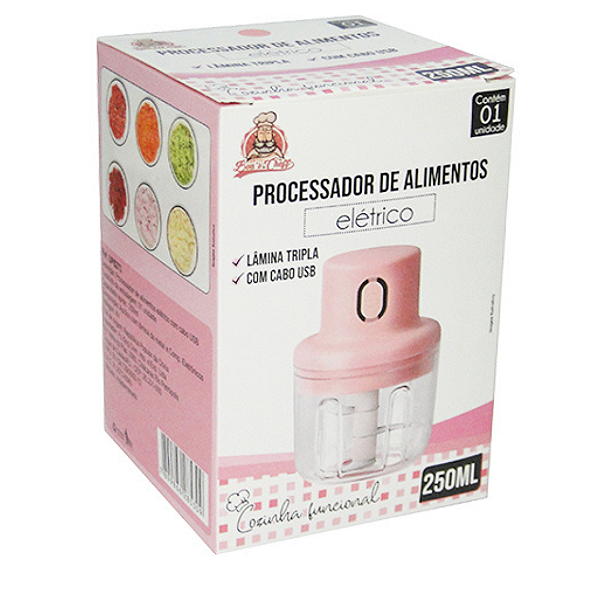 Processador De Alimentos Elétrico + Cabo USB 250ml UP6273 Bons Cheff