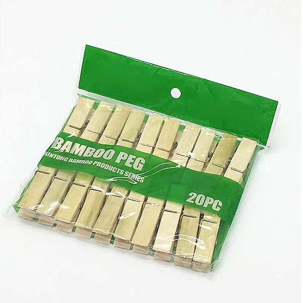 Prendedor De Roupa De Bambu Peg Com 20 Peças Almega