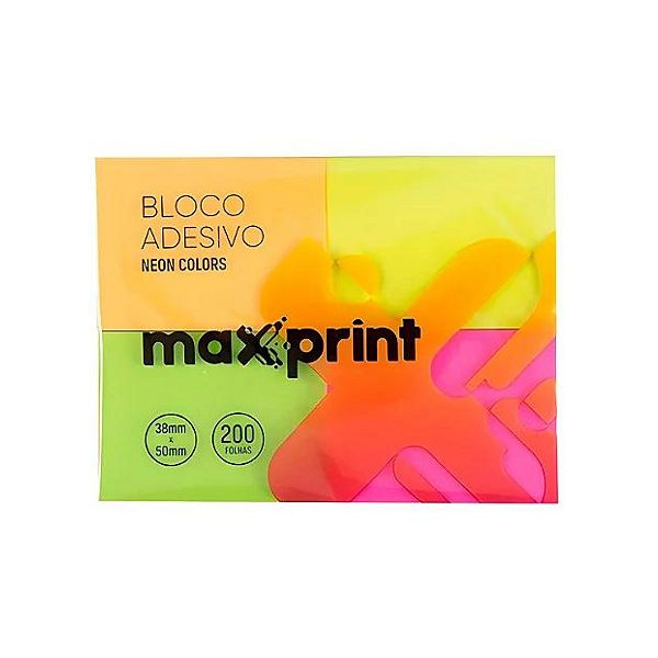 Bloco De  Recado Auto Adesivo Neon 38x50mm Maxprint