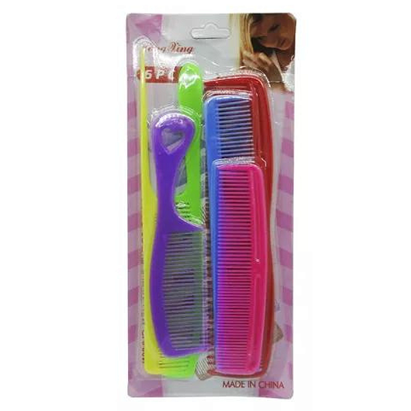 Conjunto De Pente Plastico Colors Com 6 Peças BA32418 Top