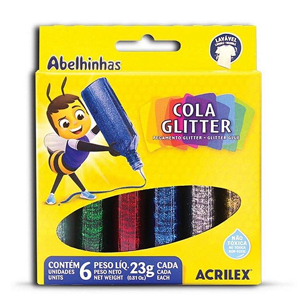 Cola Colorida Com Glitter 6 Cores 23g Acrilex