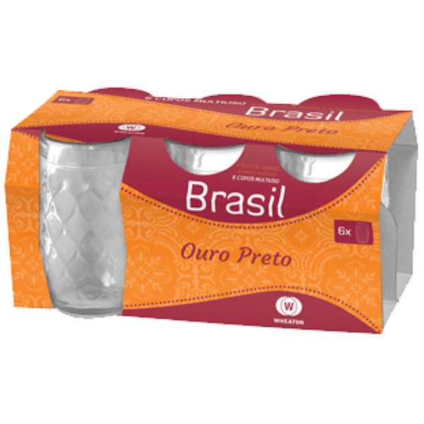 Conjunto De Copo Ouro Preto 310ml Com 6 Peças Wheaton