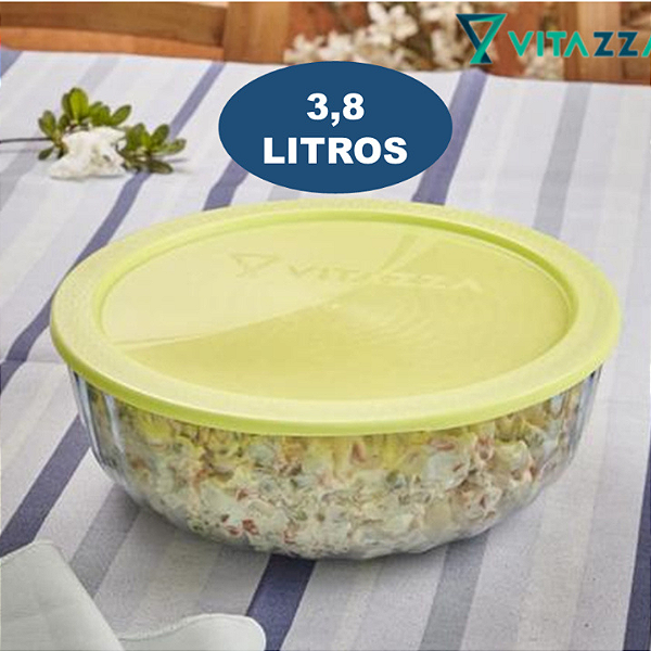 Tigela De Vidro Com Tampa Oceani 3,8 Litros Vitazza