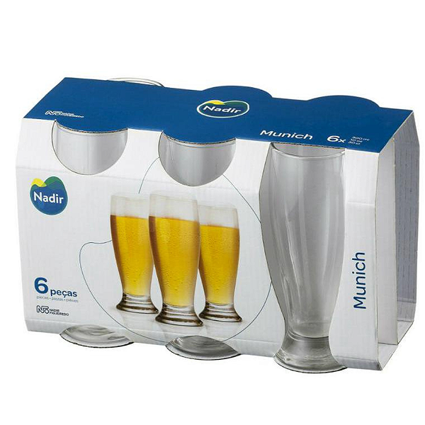 Conjunto De Copo Para Cerveja Munich 300ml Com 6 Peças Nadir