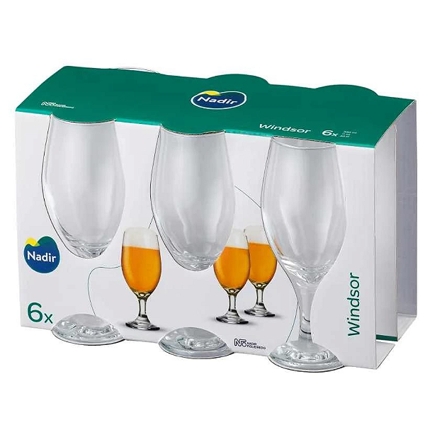 Conjunto De Taça Para Cerveja Windsor 330ml Com 6 Peças Nadir
