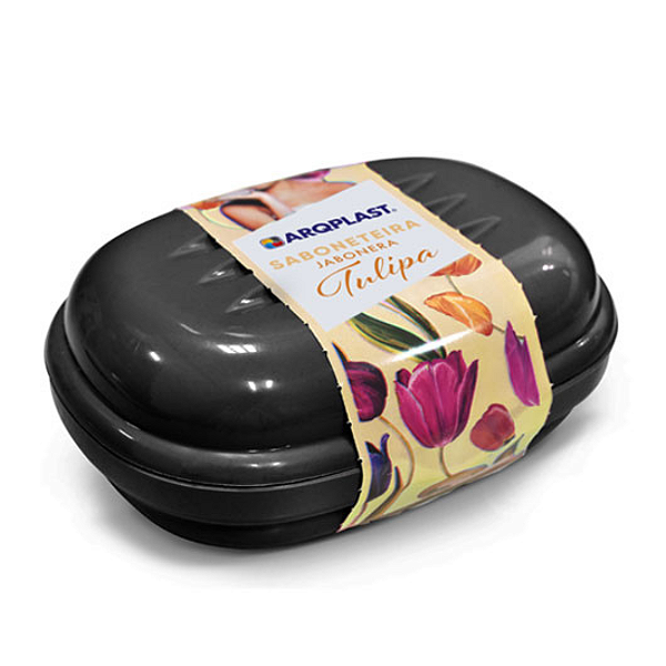 Saboneteira Plástica Preta 25687 Arqplast