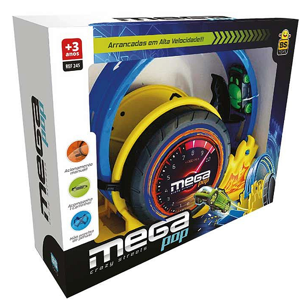 Pista Lançador Mega Pop Crazy Streets 245 Bs Toys
