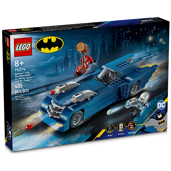 Lego Batman Com O Batmóvel Vs. Harley Quinn E Mr. Freeze 435 Peças 76274