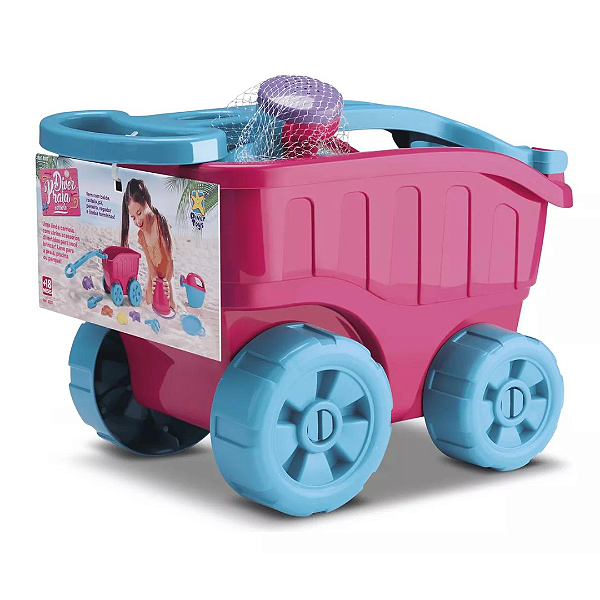 Carriola Com Acessórios Diver Praia Pink 8285 Diver Toys