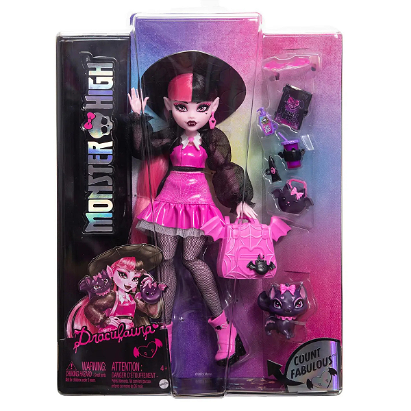 Boneca Monster High Draculaura Novo Visual Com Pet HRP64 Mattel