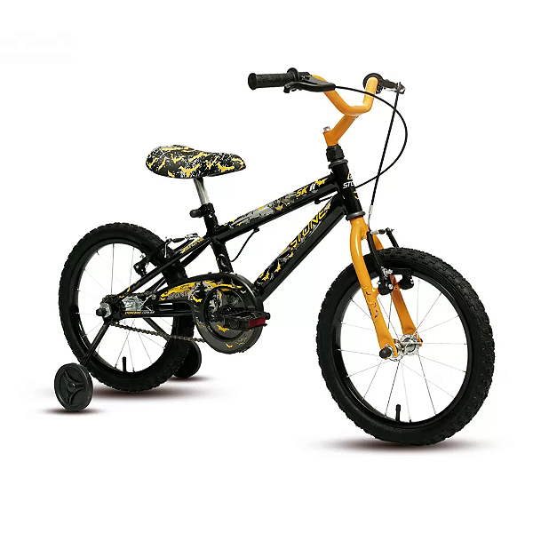 Bicicleta SK-II Preta E Amarelo Morcego Aro 16 Stone Bike