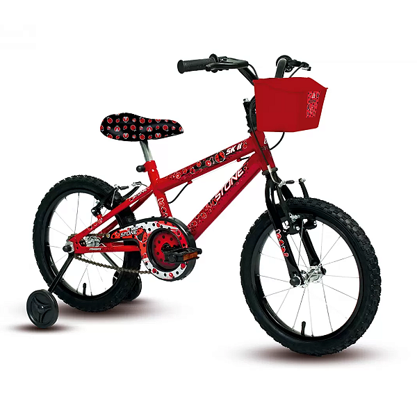 Bicicleta SK-II Preto E Vermelho Joaninha Aro 16 Stone Bike