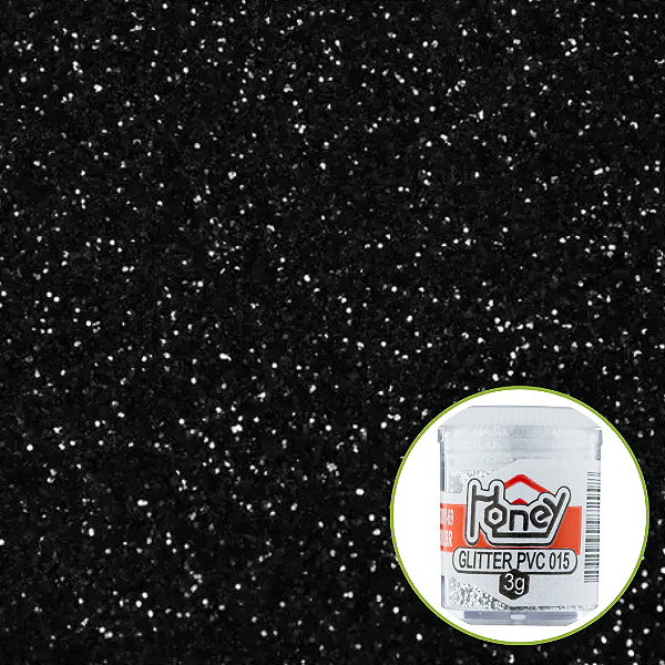 Glitter Pvc Metálico Preto 3g 112 Honey