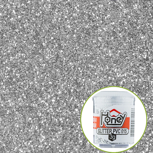 Glitter Pvc Metálico Prata 3g 015 Honey