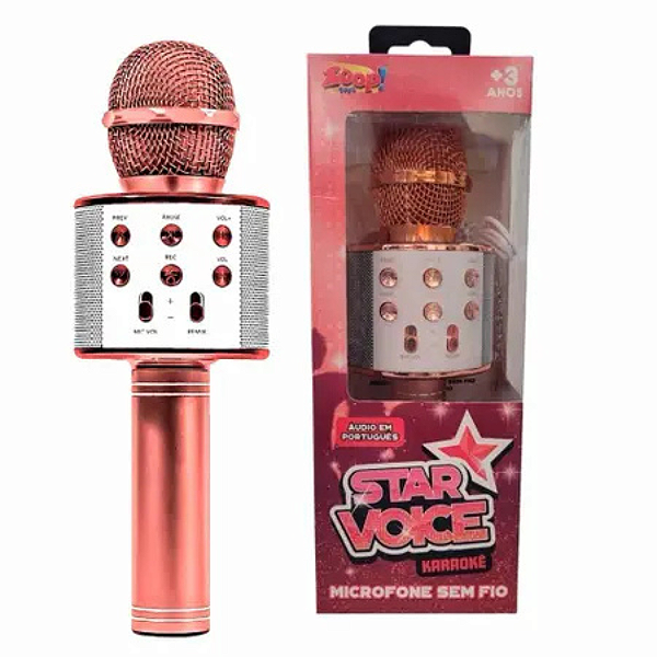 Microfone Infantil Star Voice Bluetooth Rose ZP00996 Zoop Toys