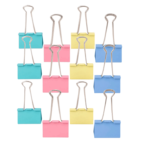 Clips Binder Tom Pastel Com 12 Unidades YP8441 Yins Paper