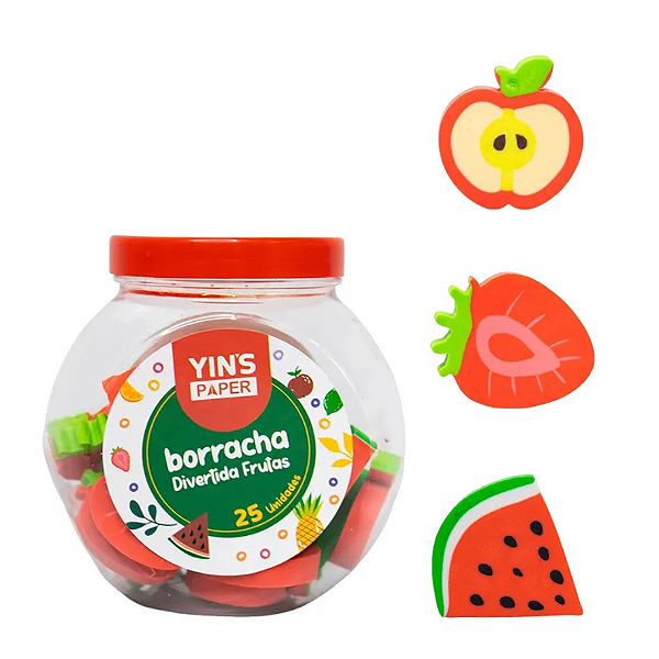 Borracha Divertida Frutas Com 25 Unidades YP8213 Yins Papper