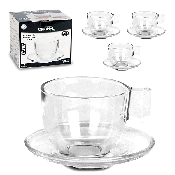 Conjunto De Xícaras Safira 110ml Com 8 Peças GL7342 Original