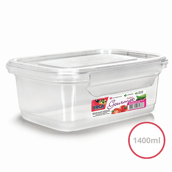 Pote De Plastico Com Trava Gourmet 1400ml 3075 Erca Plast
