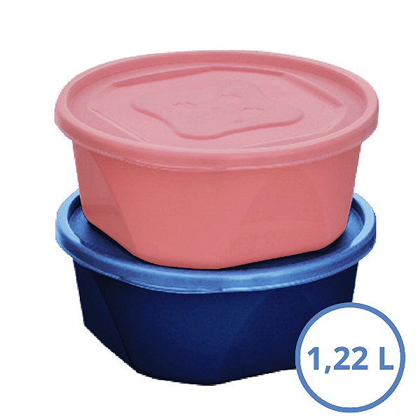 Conjunto De Pote Plástico Multiuso Com 2 Peças 1,22 Litros 6741 Jaguar