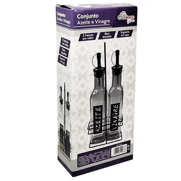 Galheteiro De Vidro Com 2 Peças 270ml + Suporte Aramado Em Casa Tem