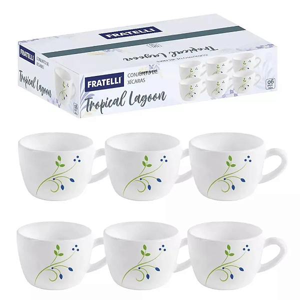 Conjunto De Xícaras Tropical Lagoon 130ml Com 6 Peças Fratelli