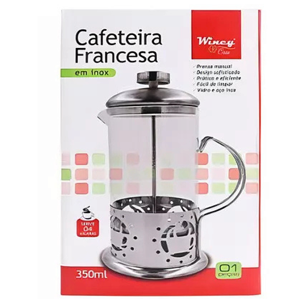 Cafeteira Francesa De Vidro E Inox 350ml IXB09005 Wincy