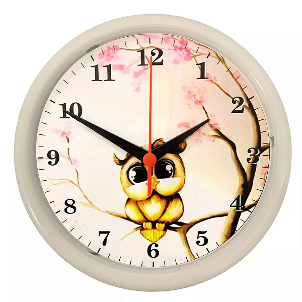 Relógio De Parede Redondo Coruja 25cm PLA-112 Plasfort