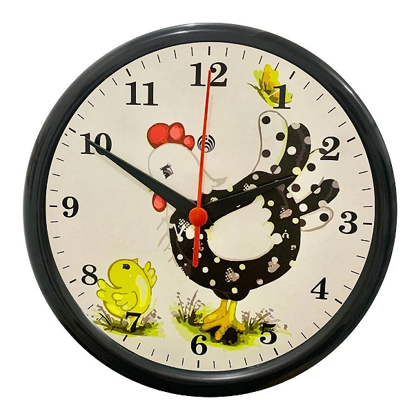 Relógio De Parede Redondo Galinha 25cm  PLA-105 Plasfort