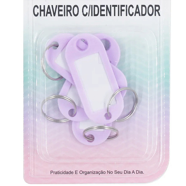 Chaveiro Com Identificador Lilás Com 4 Peças 4,9x2,5cm 0108 Fwb
