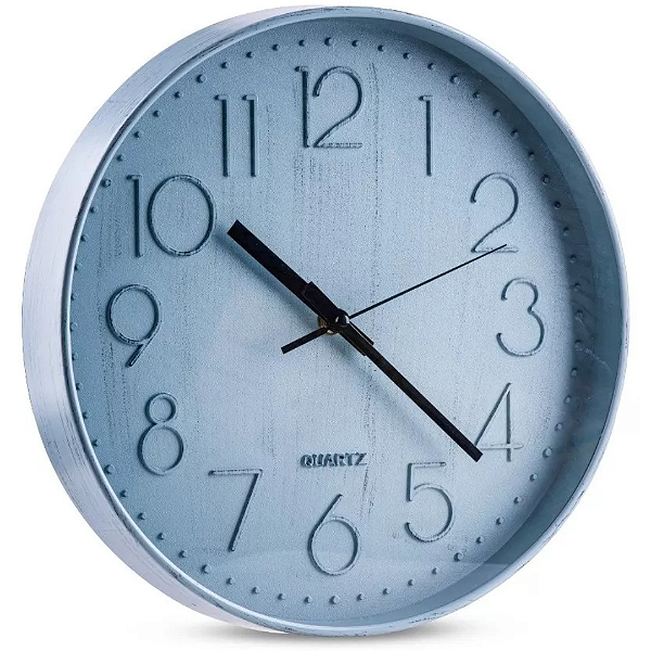Relogio De Parede Redondo Azul 30cm RLG30005 Home Art