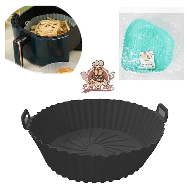 Forma De Silicone Com Alça Para Air Fryer 18cm BC23293 Bons Cheff