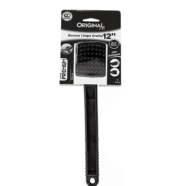 Escova De Aço Para Grelha Com Raspador Premium 12" SL0174 Original