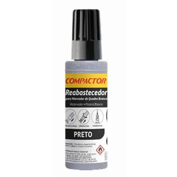 Tinta Para Marcador De Quadro Branco QB 30ml Preto Compactor