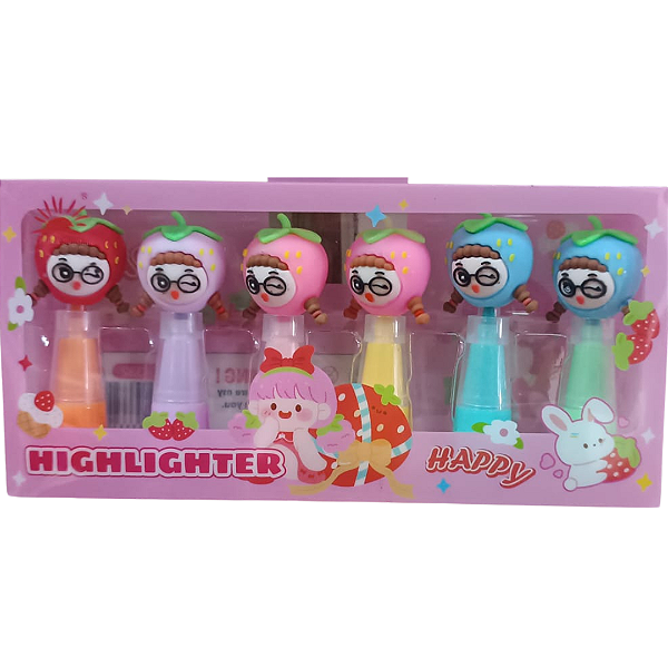 Mini Marca Texto Frutinhas Happy 6 Cores MD-332