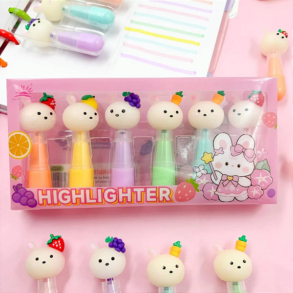 Mini Marca Texto Coelhinhos 6 Cores MD-336