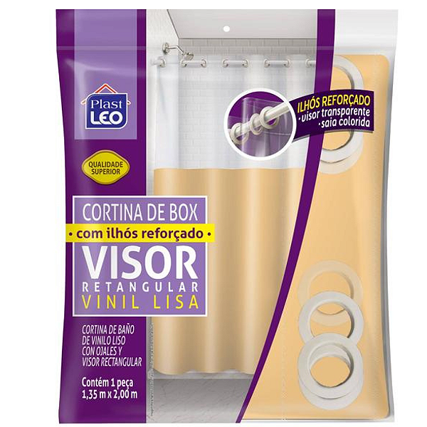 Cortina Para Box Bege Vinil Com Ilhos 1,35x2m 641-S1 Plast Leo
