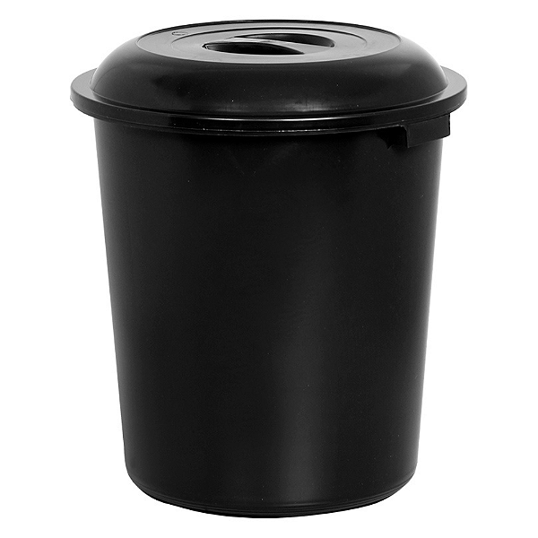 Cesto Fechado Preto Com Tampa 97 Litros 1521 Plasnew
