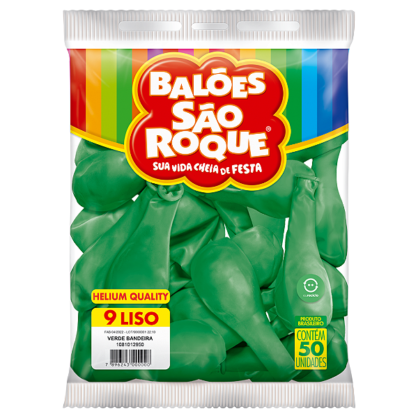 Balão Verde Bandeira N° 9 Com 50 Unidades São Roque